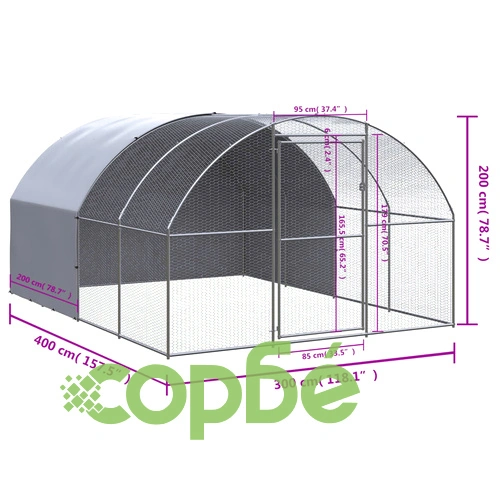 Птичарник на открито, 3x4x2 м, поцинкована стомана ➤ топ цена ➤ sorbe.bg
