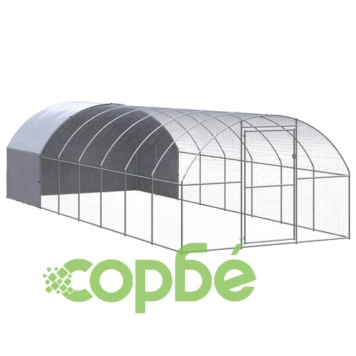 Птичарник на открито, 3x8x2 м, поцинкована стомана ➤ топ цена ➤ sorbe.bg