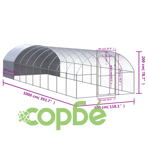 Птичарник на открито, 3x10x2 м, поцинкована стомана ➤ топ цена ➤ sorbe.bg