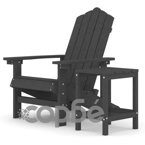 Градински стол Адирондак с масичка, HDPE, антрацит ➤ топ цена ➤ sorbe.bg