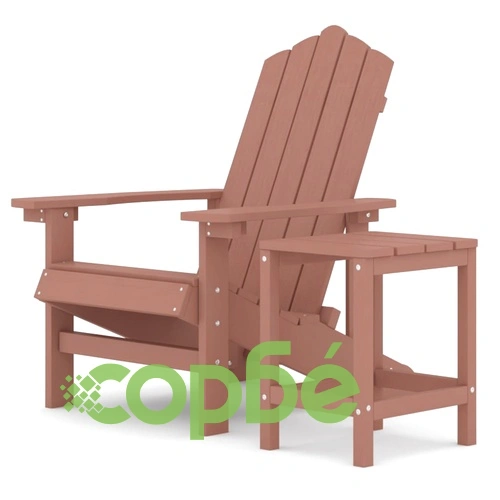 Градински стол Адирондак с масичка, HDPE, кафяв ➤ топ цена ➤ sorbe.bg