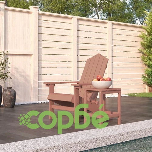 Градински стол Адирондак с масичка, HDPE, кафяв ➤ топ цена ➤ sorbe.bg