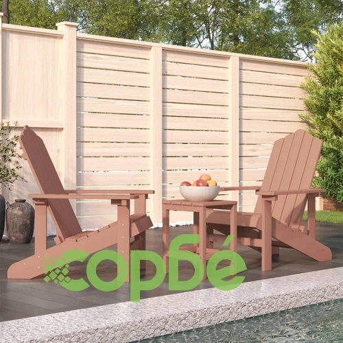 Градински столове Адирондак с масичка, HDPE, кафяви ➤ топ цена ➤ sorbe.bg