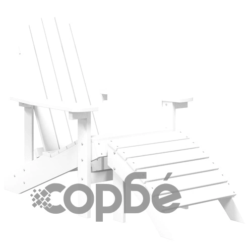 Градински стол Адирондак с табуретка и масичка HDPE бял ➤ топ цена ➤ sorbe.bg
