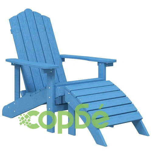 Градински столове Адирондак с табуретка и масичка, HDPE, сини ➤ топ цена ➤ sorbe.bg