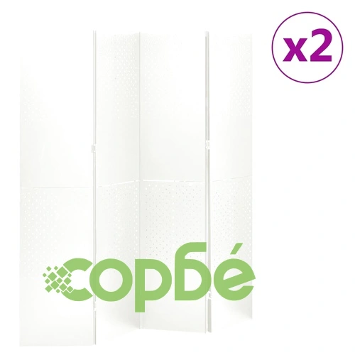 4-панелни паравани за стая, 2 бр, бели, 160x180 см, стомана ➤ топ цена ➤ sorbe.bg