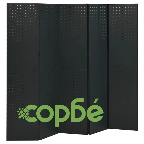 5-панелни паравани за стая, 2 бр, черни, 200x180 см, стомана ➤ топ цена ➤ sorbe.bg