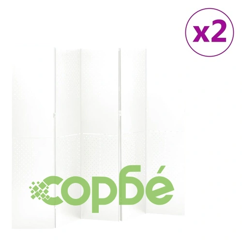 5-панелни паравани за стая, 2 бр, бели, 200x180 см, стомана ➤ топ цена ➤ sorbe.bg