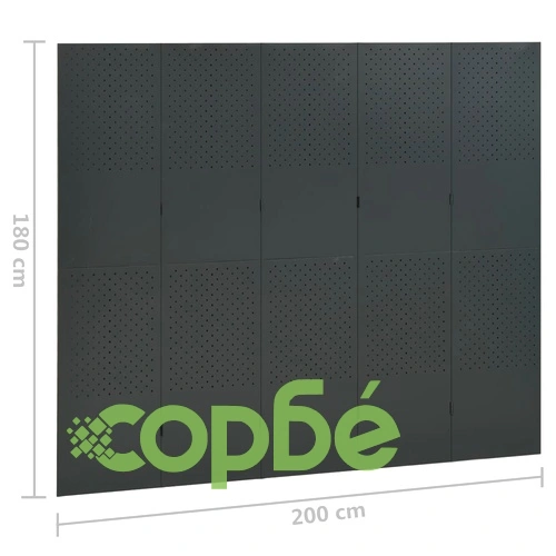 5-панелни паравани за стая, 2 бр, антрацит, 200x180 см, стомана ➤ топ цена ➤ sorbe.bg