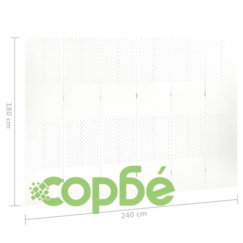 6-панелни паравани за стая, 2 бр, бели, 240x180 см, стомана ➤ топ цена ➤ sorbe.bg