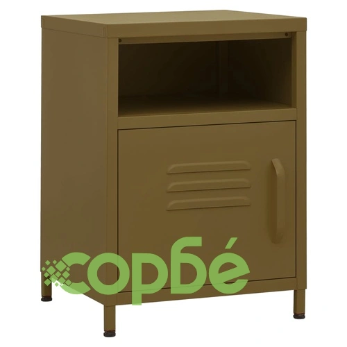 Нощни шкафчета, 2 бр, маслиненозелени, 35х35х51 см, стомана ➤ топ цена ➤ sorbe.bg