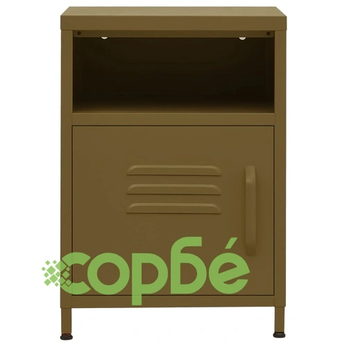 Нощни шкафчета, 2 бр, маслиненозелени, 35х35х51 см, стомана ➤ топ цена ➤ sorbe.bg