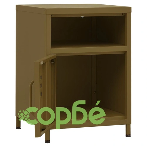 Нощни шкафчета, 2 бр, маслиненозелени, 35х35х51 см, стомана ➤ топ цена ➤ sorbe.bg