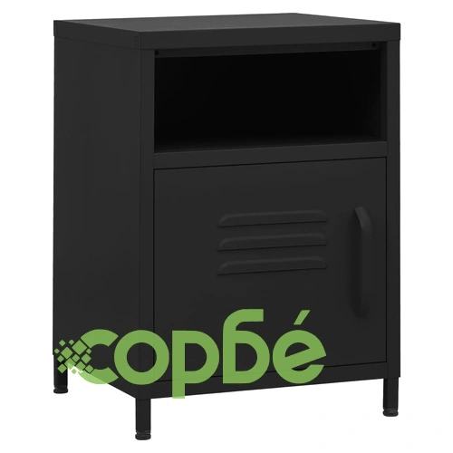 Нощни шкафчета, 2 бр, черни, 35х35х51 см, стомана ➤ топ цена ➤ sorbe.bg