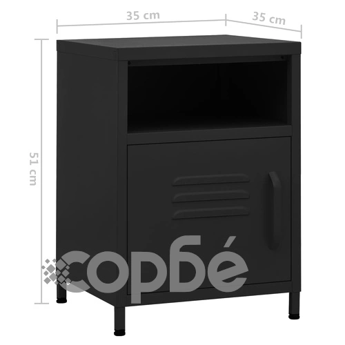 Нощни шкафчета, 2 бр, черни, 35х35х51 см, стомана ➤ топ цена ➤ sorbe.bg
