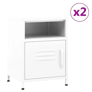 Нощни шкафчета, 2 бр, бели, 35х35х51 см, стомана