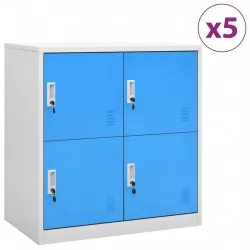 Заключващи шкафове 5 бр светлосиво/синьо 90x45x92,5 см стомана