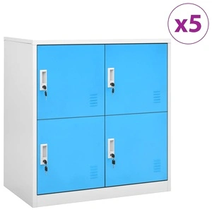 Заключващи шкафове 5 бр светлосиво/синьо 90x45x92,5 см стомана