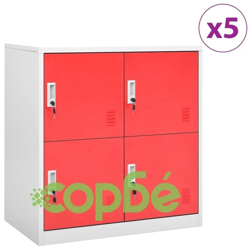 Заключващи шкафове 5 бр светлосиво/червено 90x45x92,5см стомана на топ цена от sorbe.bg Заключващи шкафове 5 бр светлосиво/червено 90x45x92,5см стомана ➤ топ цена ➤ sorbe.bg