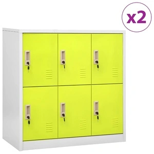 Заключващи шкафове 2 бр светлосиво/зелено 90x45x92,5 см стомана