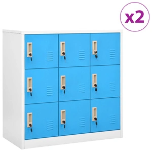 Заключващи шкафове 2 бр светлосиво/синьо 90x45x92,5 см стомана