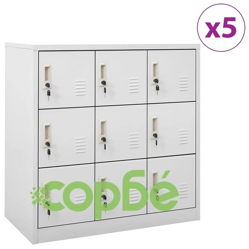 Заключващи се шкафове, 5 бр, светлосиви, 90x45x92,5 см, стомана на топ цена от sorbe.bg Заключващи се шкафове, 5 бр, светлосиви, 90x45x92,5 см, стомана ➤ топ цена ➤ sorbe.bg