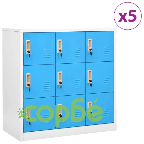 Заключващи шкафове 5 бр светлосиво/синьо 90x45x92,5 см стомана на топ цена от sorbe.bg Заключващи шкафове 5 бр светлосиво/синьо 90x45x92,5 см стомана ➤ топ цена ➤ sorbe.bg