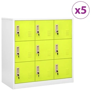 Заключващи шкафове 5 бр светлосиво/зелено 90x45x92,5 см стомана
