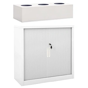 Шкаф с плъзгаща врата и плантер, сив, 90x40x113 см, стомана