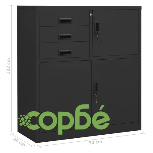 Офис шкаф с плантер, антрацит, 90x40x125 см, стомана на топ цена от sorbe.bg Офис шкаф с плантер, антрацит, 90x40x125 см, стомана ➤ топ цена ➤ sorbe.bg