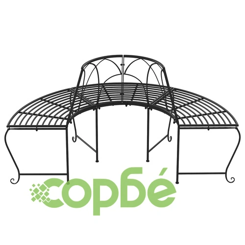 Пейки за около дърво полукръг, 2 бр, Ø159 см, черни, стомана ➤ топ цена ➤ sorbe.bg