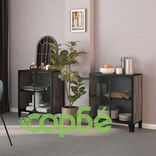 Шкафове за съхранение, 2 бр, сиви, 72x36x82 см, метал и МДФ ➤ топ цена ➤ sorbe.bg