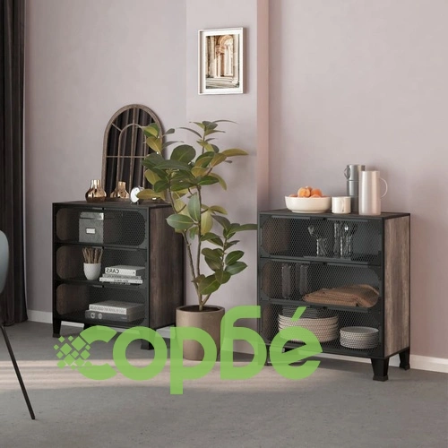 Шкафове за съхранение, 2 бр, сиви, 72x36x82 см, метал и МДФ ➤ топ цена ➤ sorbe.bg