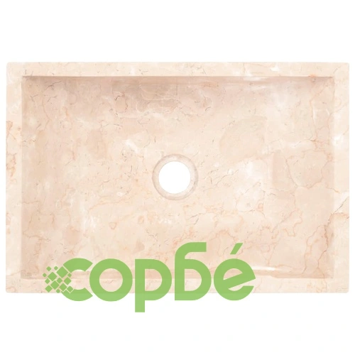 Шкаф за баня с кремави мраморни мивки, тиково дърво масив ➤ топ цена ➤ sorbe.bg