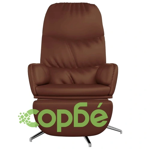 Релакс стол с опора за крака, лъскаво кафяво, изкуствена кожа ➤ топ цена ➤ sorbe.bg