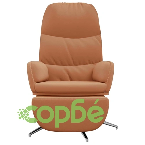 Релаксиращ стол с опора за крака таупе изкуствена велурена кожа ➤ топ цена ➤ sorbe.bg