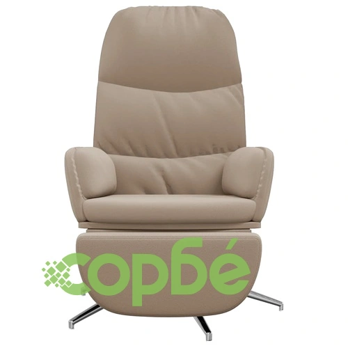 Релакс стол с опора за крака светлосив изкуствена велурена кожа ➤ топ цена ➤ sorbe.bg