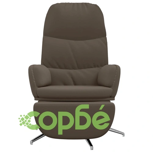 Релакс стол с опора за крака тъмносив изкуствена велурена кожа ➤ топ цена ➤ sorbe.bg