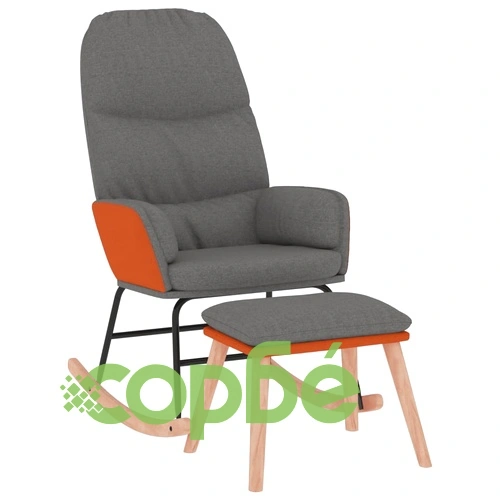 Люлеещ се стол с табуретка, светлосив, плат ➤ топ цена ➤ sorbe.bg