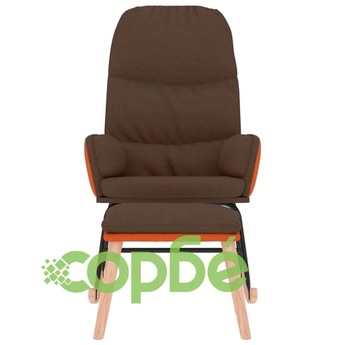 Люлеещ се стол с табуретка, кафяв, плат ➤ топ цена ➤ sorbe.bg