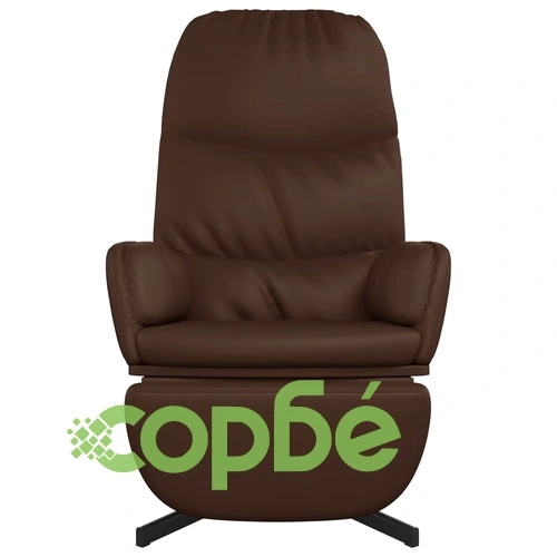 Релаксиращ стол с опора за крака, Кафяв, Изкуствена кожа ➤ топ цена ➤ sorbe.bg