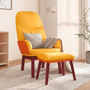 Релакс стол с табуретка, горчица жълто, текстил