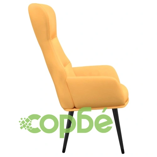 Релакс стол с табуретка, горчица жълто, текстил ➤ топ цена ➤ sorbe.bg