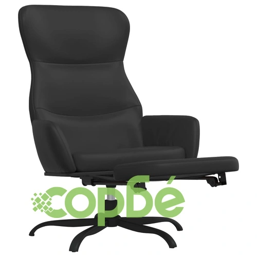 Релакс стол с опора за крака, черна, изкуствена кожа ➤ топ цена ➤ sorbe.bg