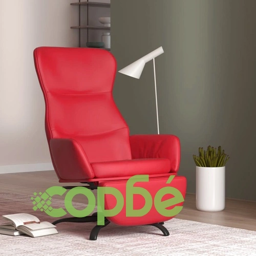 Релаксиращ стол с опора за крака, виненочервен, Изкуствена кожа ➤ топ цена ➤ sorbe.bg