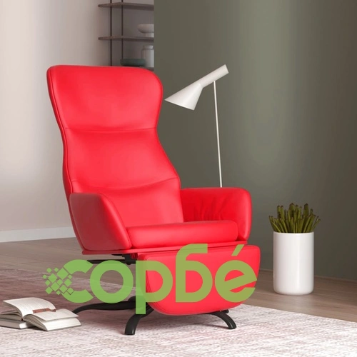 Релаксиращ стол с опора за крака, Червен Изкуствена кожа ➤ топ цена ➤ sorbe.bg