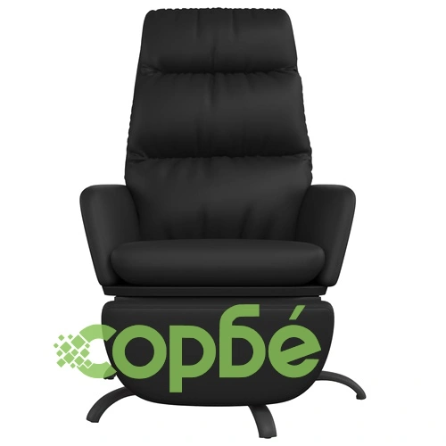 Релакс стол с опора за крака, черна, изкуствена кожа ➤ топ цена ➤ sorbe.bg