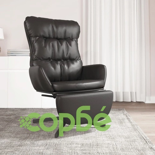Релакс стол с опора за крака, черна, изкуствена кожа ➤ топ цена ➤ sorbe.bg