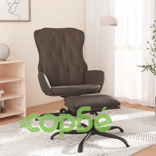 Релаксиращ стол с опора за крака Антрацит Сиво, Изкуствена кожа ➤ топ цена ➤ sorbe.bg