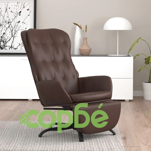 Релаксиращ стол с опора за крака, Кафяв, Изкуствена кожа ➤ топ цена ➤ sorbe.bg